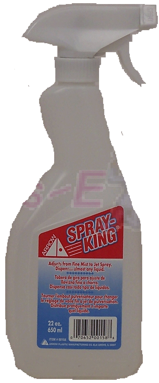 Arrow&nbsp;Spray King&nbsp;spray trigger bottle -clear plastic -adjusts from fine mist to jet spray -holds 22 oz. Full-Size Picture